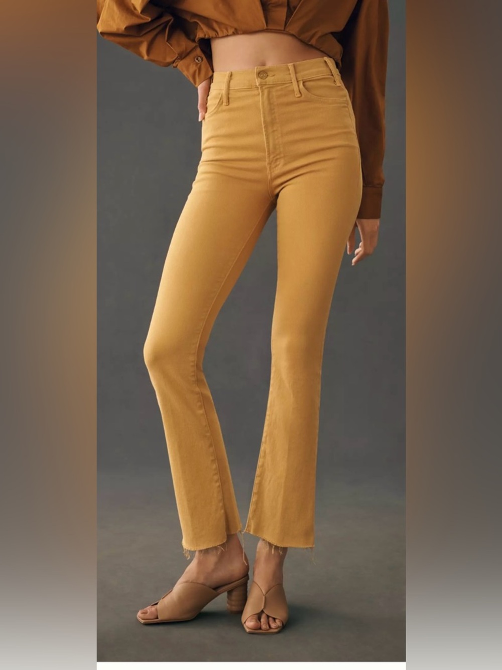 MOTHER The hustler ankle fray denim jeans tinsel mustard yellow gold - Picture 12 of 13